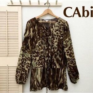 CABI SILK CREPE ANIMAL PRINT SHEER chiffon TUNIC BLOUSE SHIRT TOP